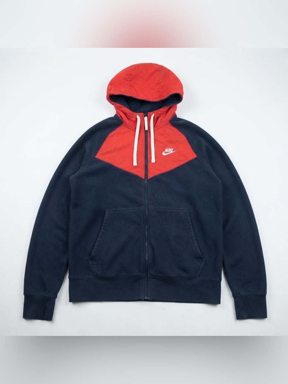 Nike Windrunner Fleece Full Zip Hoodie Navy Red Size Small S